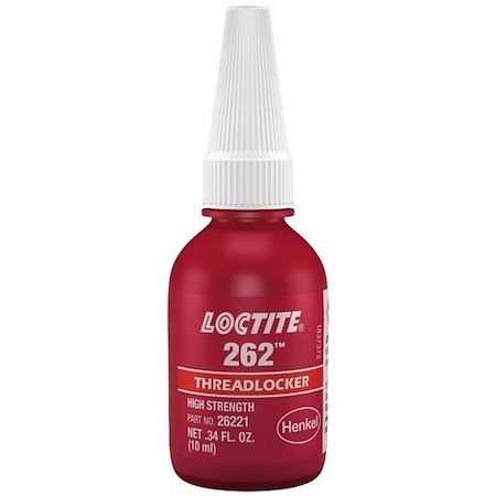 Henkel Anaerobic Threadlocker; General Purpose; Bottle; 10 Ml; Liquid; Fastener Upto 3/4 Inch Dia; Red 262 RED 10ML IDH 231926